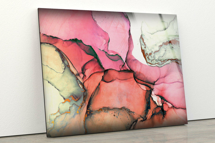 Beige Pink Abstract Glass Print Wall Art & Cool Artwork