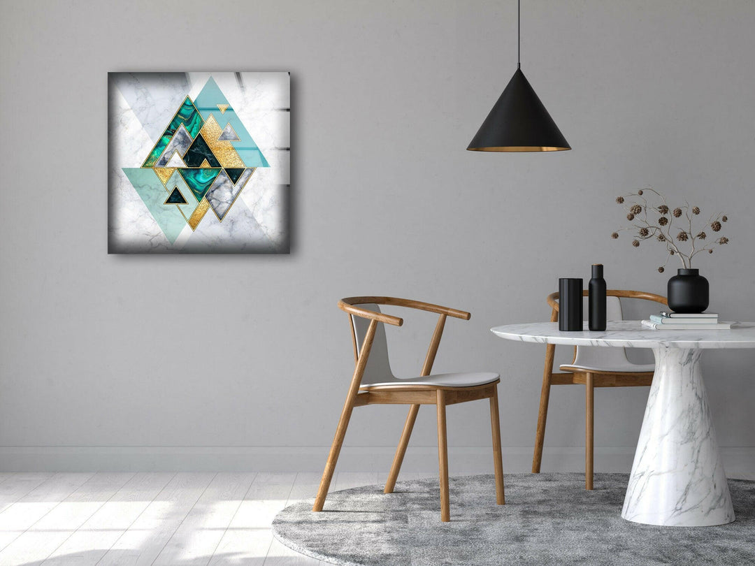 Abstract White Geometric Glass Wall Art custom glass pictures, glass art prints