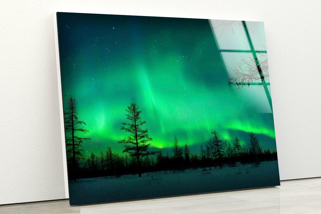 Aurora Lights Neon Glass Wall Art picture on glass wall art, photos printed on glass