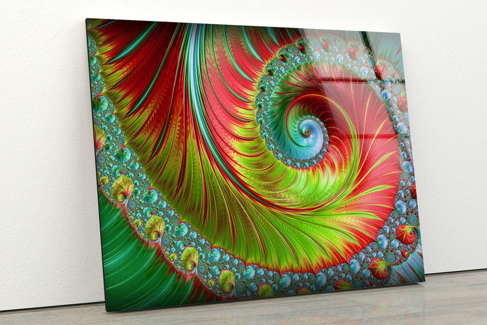 Vivid Green Fractal High-Quality Glass Photo Prints Decor