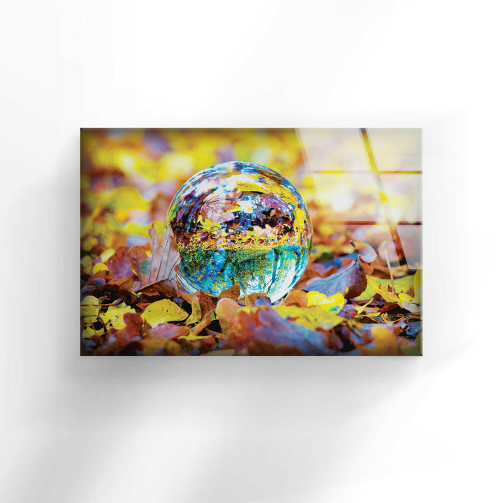 Fall Glass Sphere Autumn Glass Wall Art