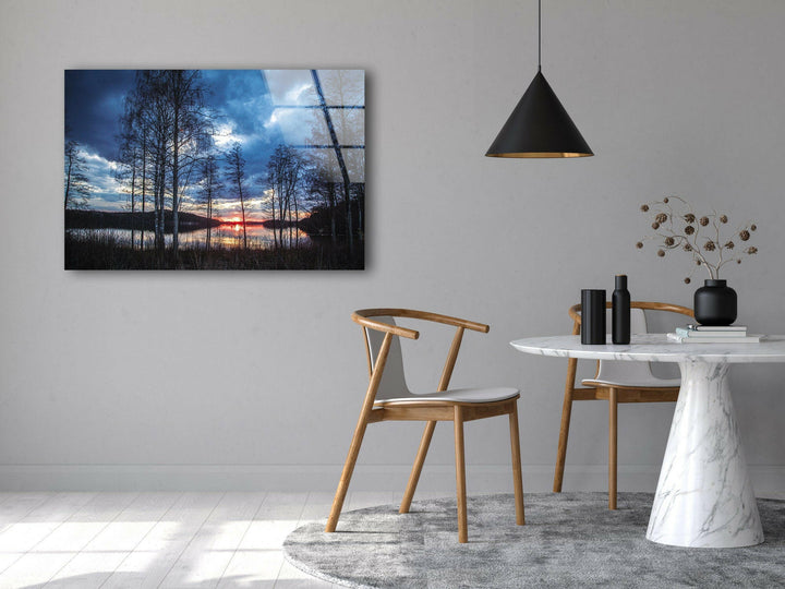 Sunset Dusk Trees Glass Wall Art large glass photo prints, glass wall photos