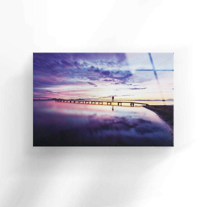 Sunset Pier Landscape Glass Wall Art glass photo prints, glass picture prints