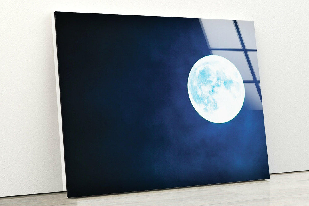 Night With Full Moon Glass Wall Art glass art painting, glass art for the Wall