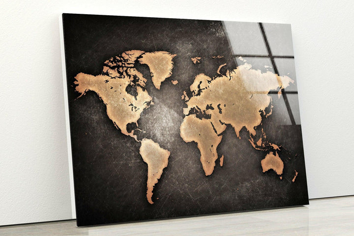 World Map Glass Wall Art, glass art painting, glass art for the Wall