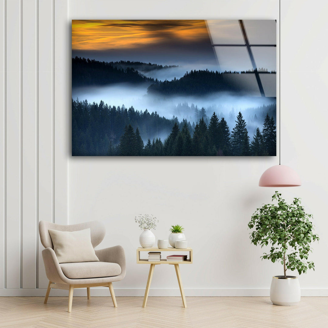 Foggy Rainforest Glass Wall Art glass photo prints, glass picture prints