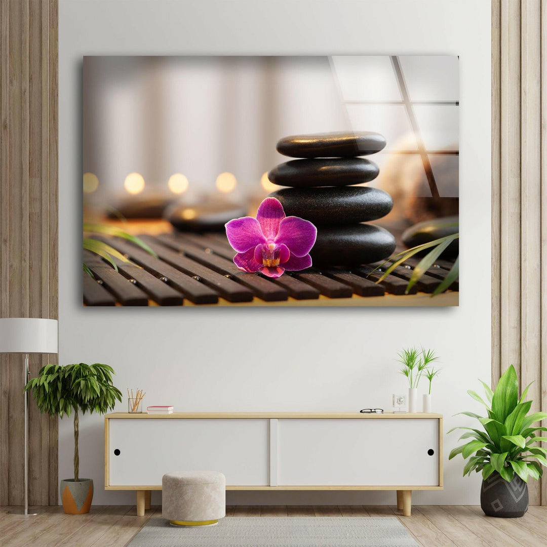 Pink Zen Spa Stones Glass Photo Prints & Cool Abstract