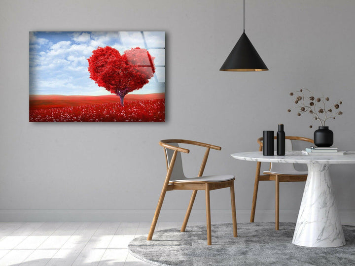 Red Heart Glass Art Painting & Cool Art Prints