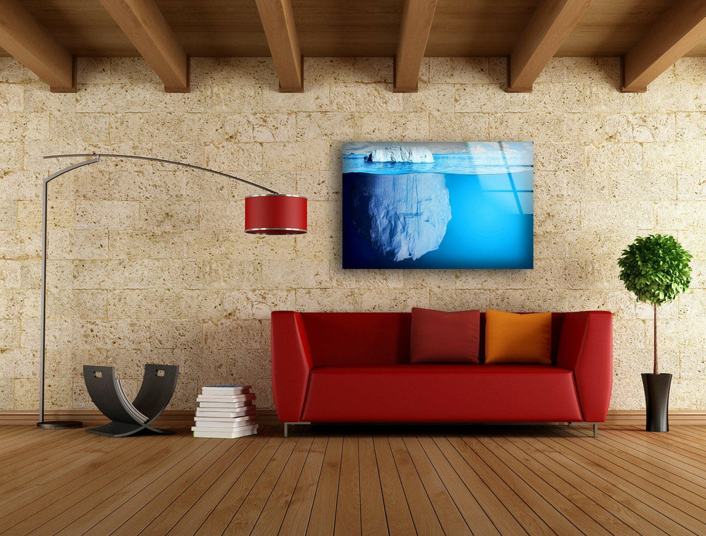 Antarctic Sea Iceberg Glass Wall Art photo print on glass, prints on glass wall art