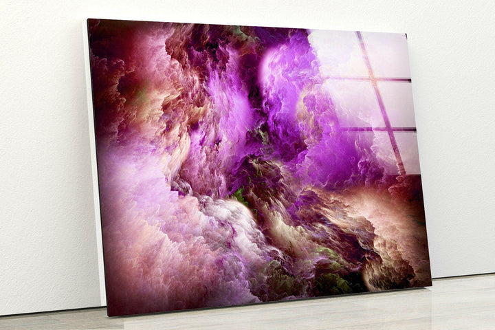 Purple Clouds Abstract Glass Wall Decor & Tempered Glass Wall Art