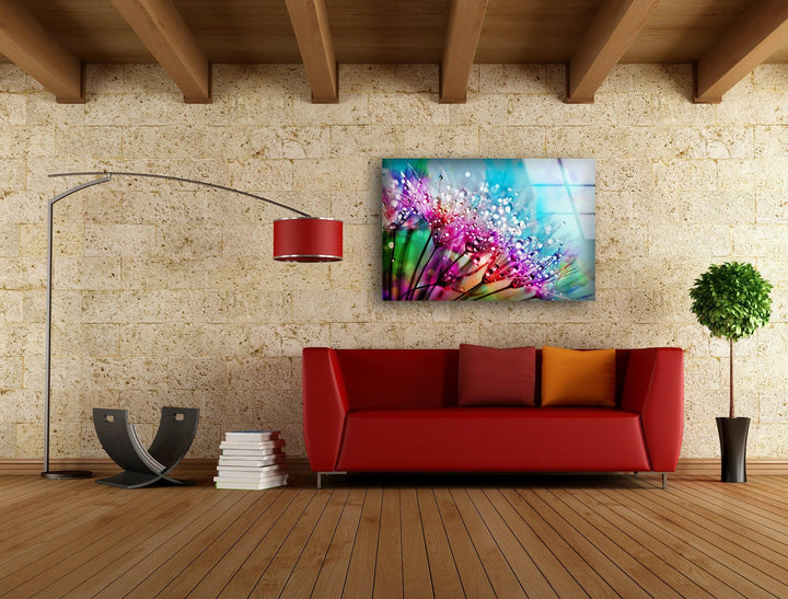 Flower Dandelion Glass Wall Art