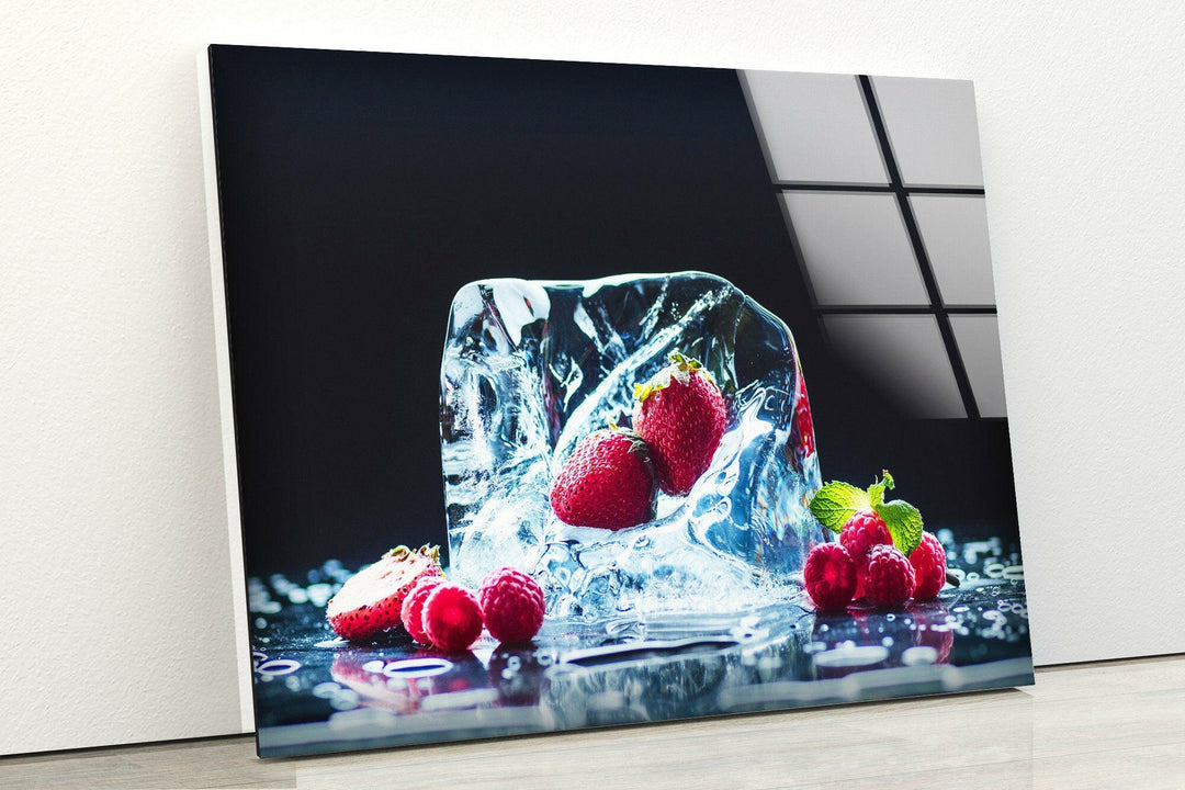 Ice Fruits Glass Wall Art, glass image printing, glass prints from photos