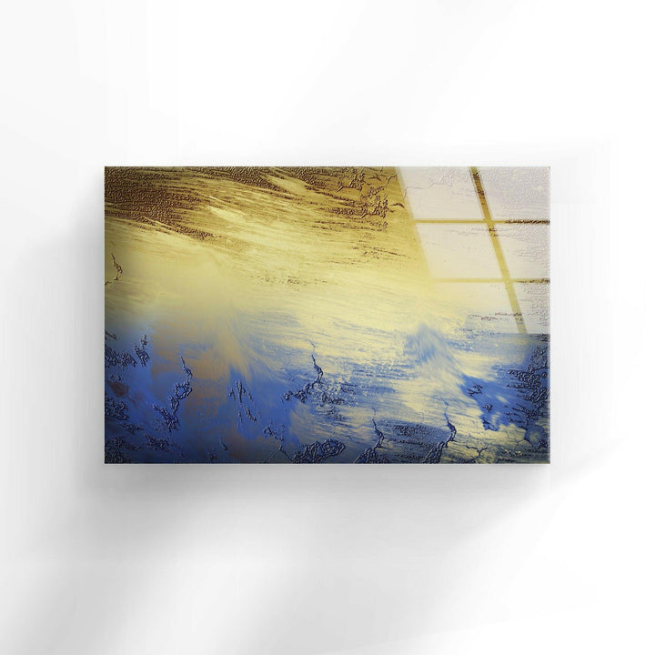 Golden Blue Abstract Wall Art & Glass Printing