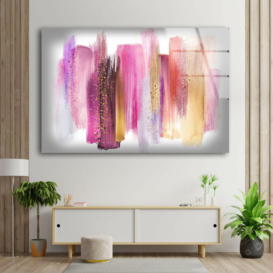 Abstract Alcohol Ink Pink Gold Glass Wall Art glass wall decor, glass wall art decor