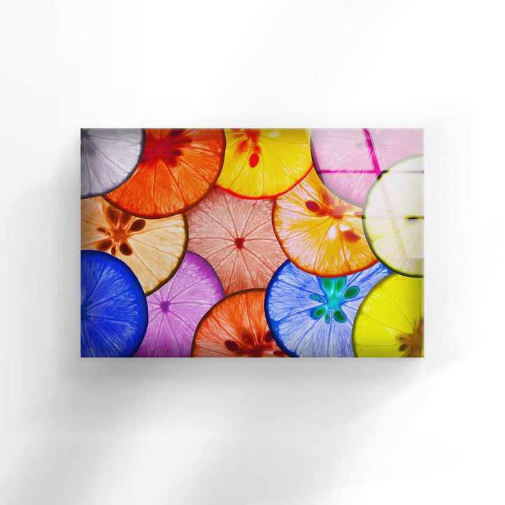 Colorful Lemon Glass Wall Art, print on glass, glass printed photos