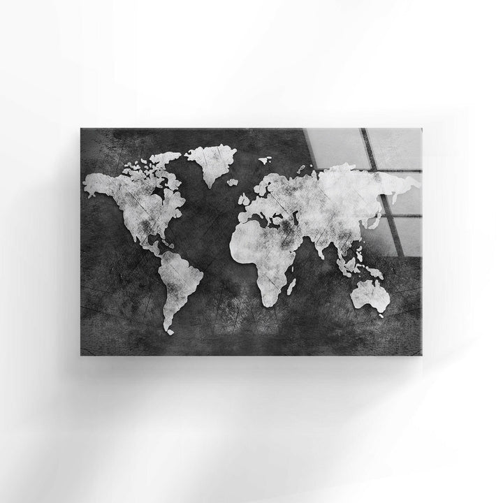 Modern World Map Tempered Glass Printing Wall Arts