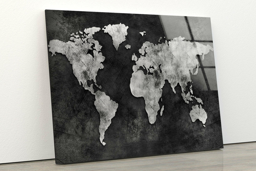 Modern World Map Glass Printing Wall Arts