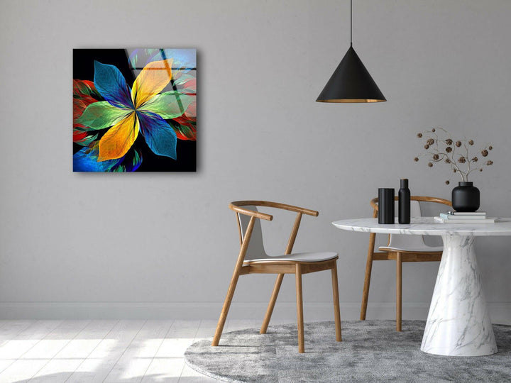 Colorful Flower Glass Wall Art, custom glass pictures, glass art prints