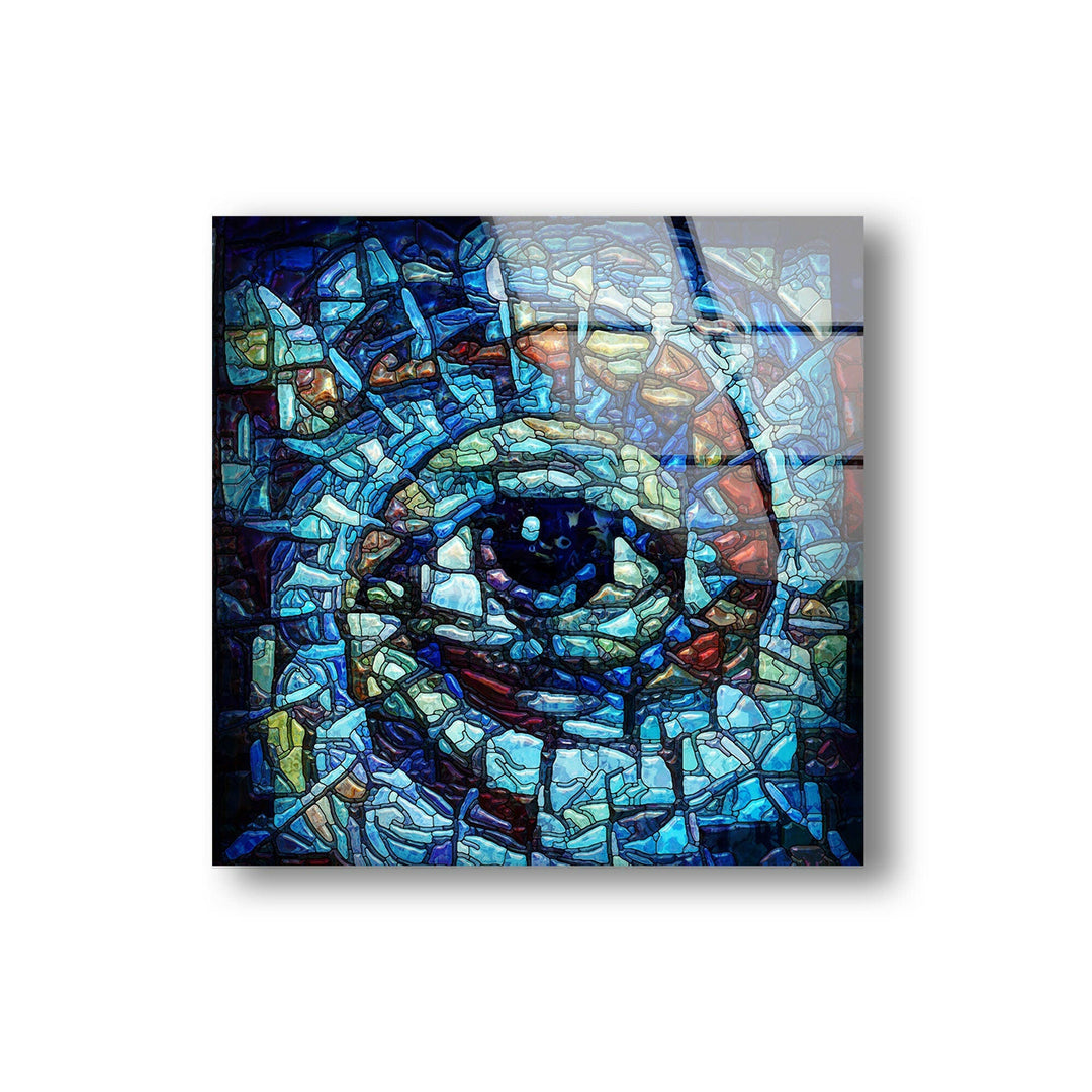 Blue Eye Mosaic Glass Wall Art, glass art painting, glass art for the Wall