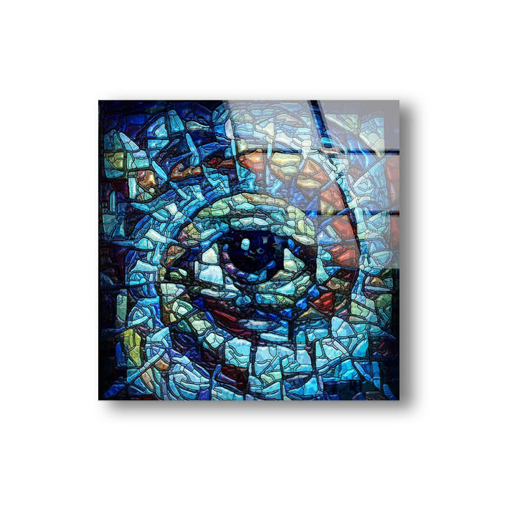 Blue Eye Mosaic Glass Wall Art, glass art painting, glass art for the Wall