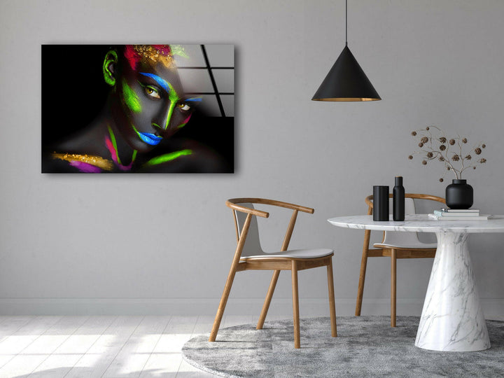 Elegant Neonwoman Tempered Glass Wall Art - MyPhotoStation