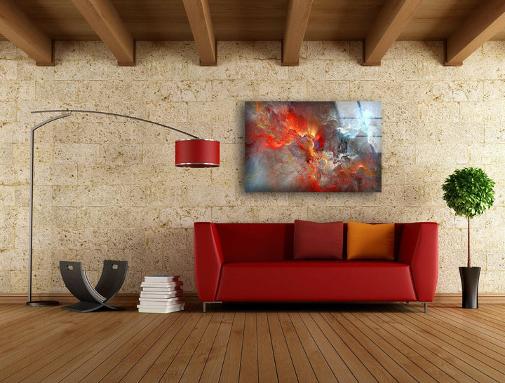 Red Abstract Tempered Glass Wall Art - MyPhotoStation