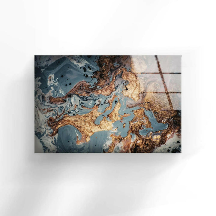 Golden Swirl Alcohol ink Abstract Glass Wall Art