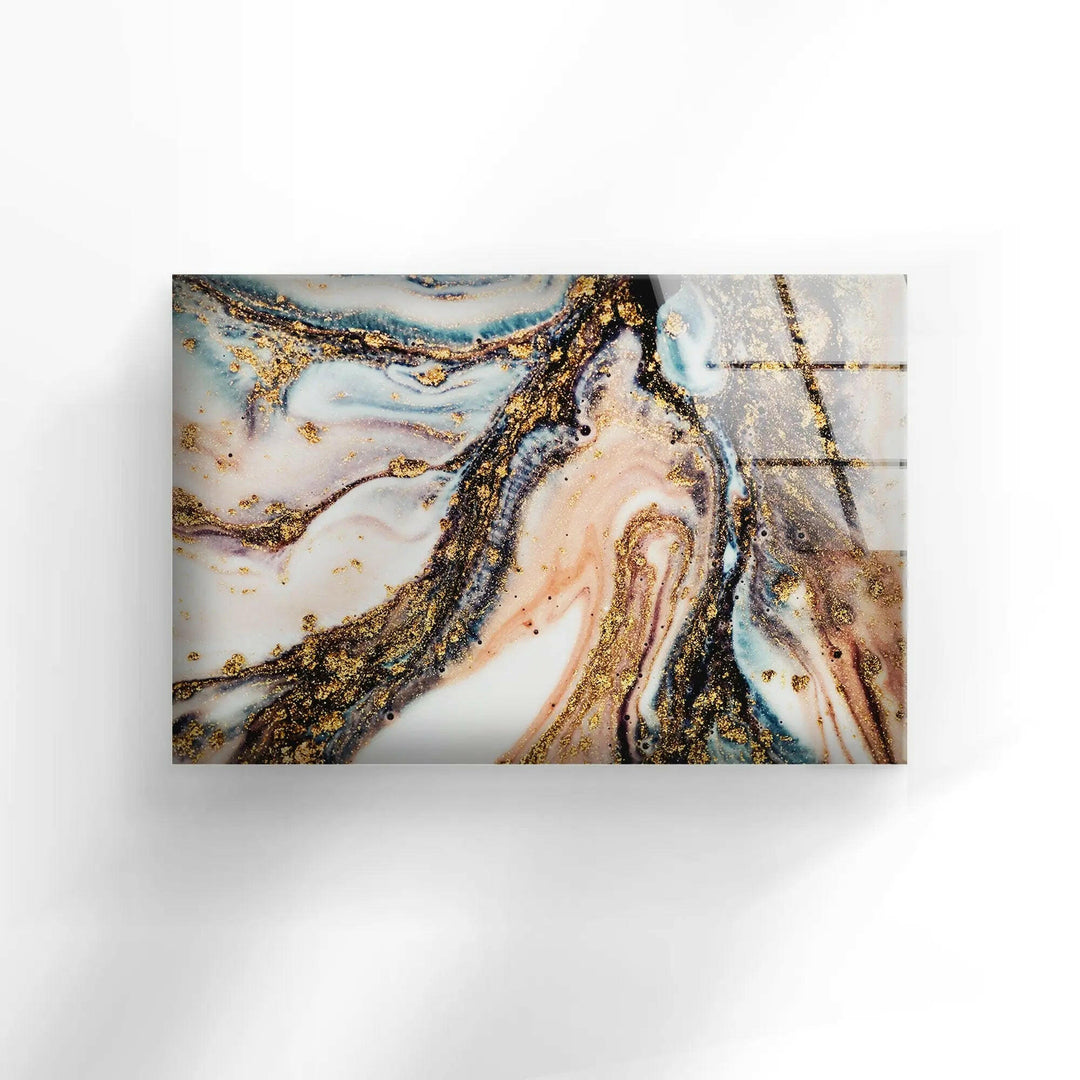 Gold and Pink Marble Tempered Glass Wall Art - MyPhotoStation