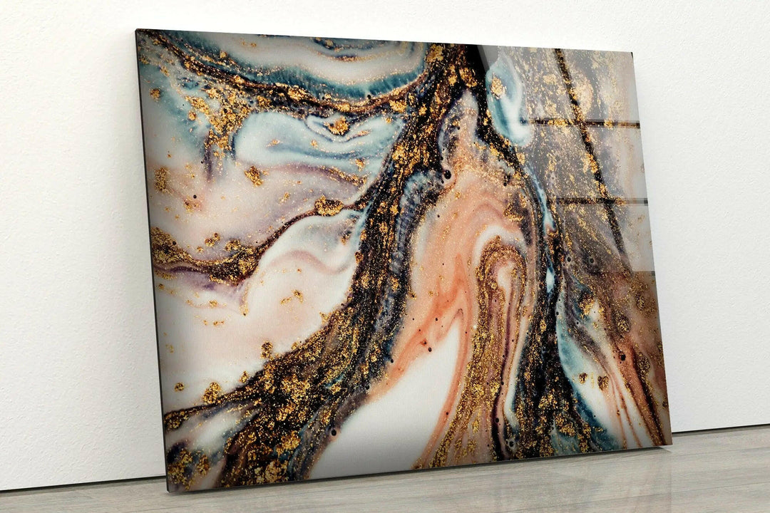 Gold and Pink Marble Tempered Glass Wall Art - MyPhotoStation