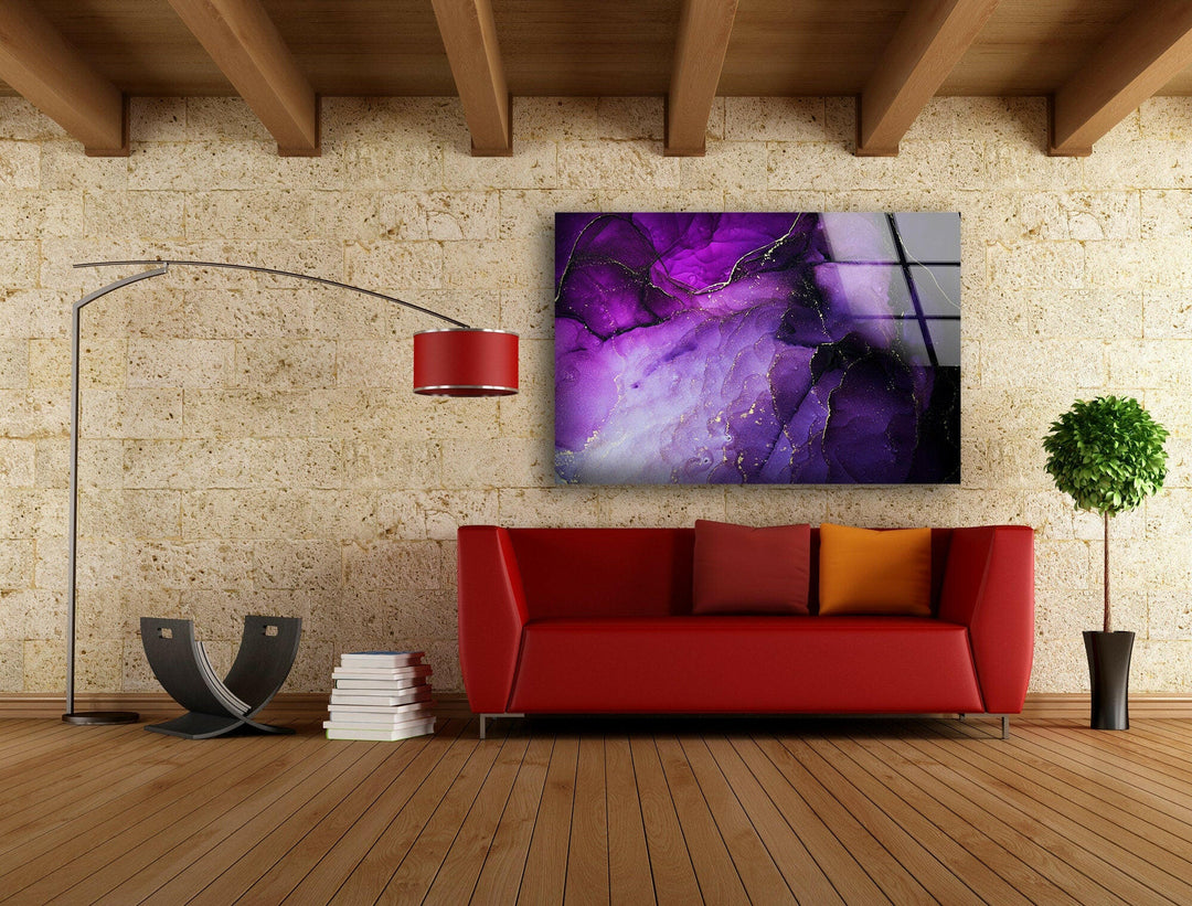 Luxurious Purple Abstract Glass Wall Art