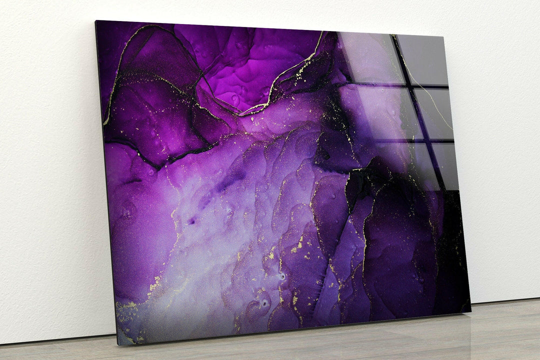 Luxurious Purple Abstract Glass Wall Art