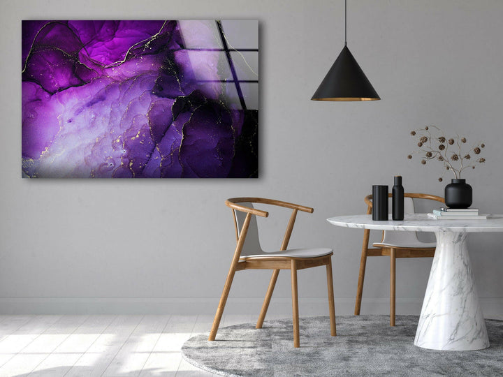 Luxurious Purple Alcohol ink Tempered Glass Wall Art