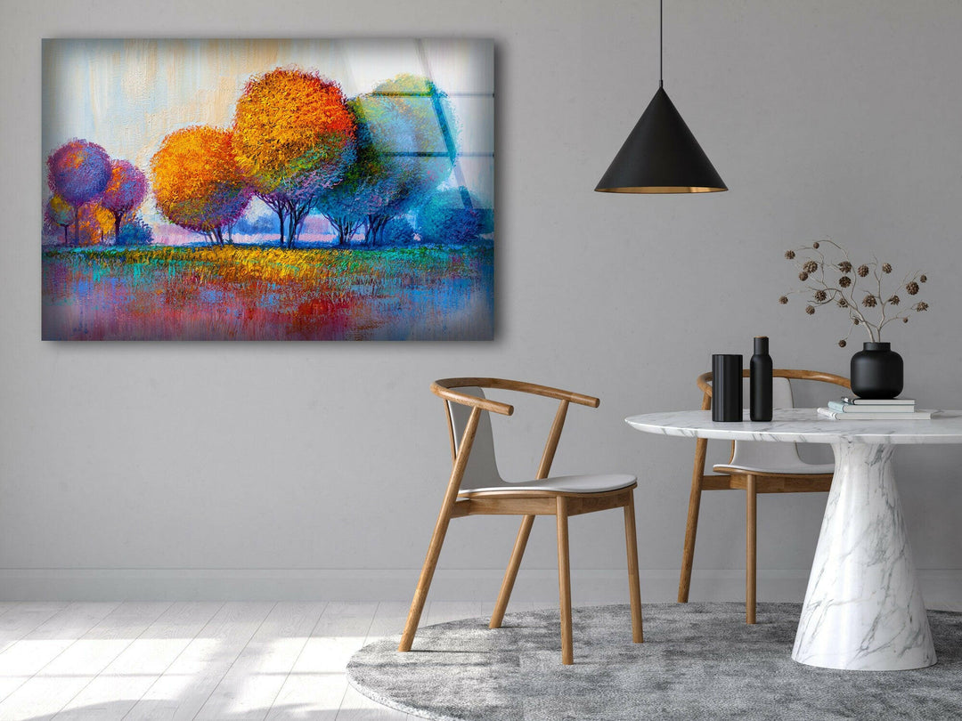 Colorful Trees Tempered Glass Wall Art - MyPhotoStation