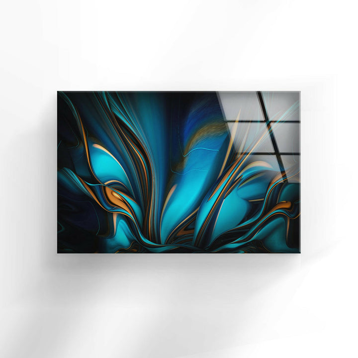 Blue and Orange Abstract Glass Wall Art Elegant Glass Photo Prints for Decor