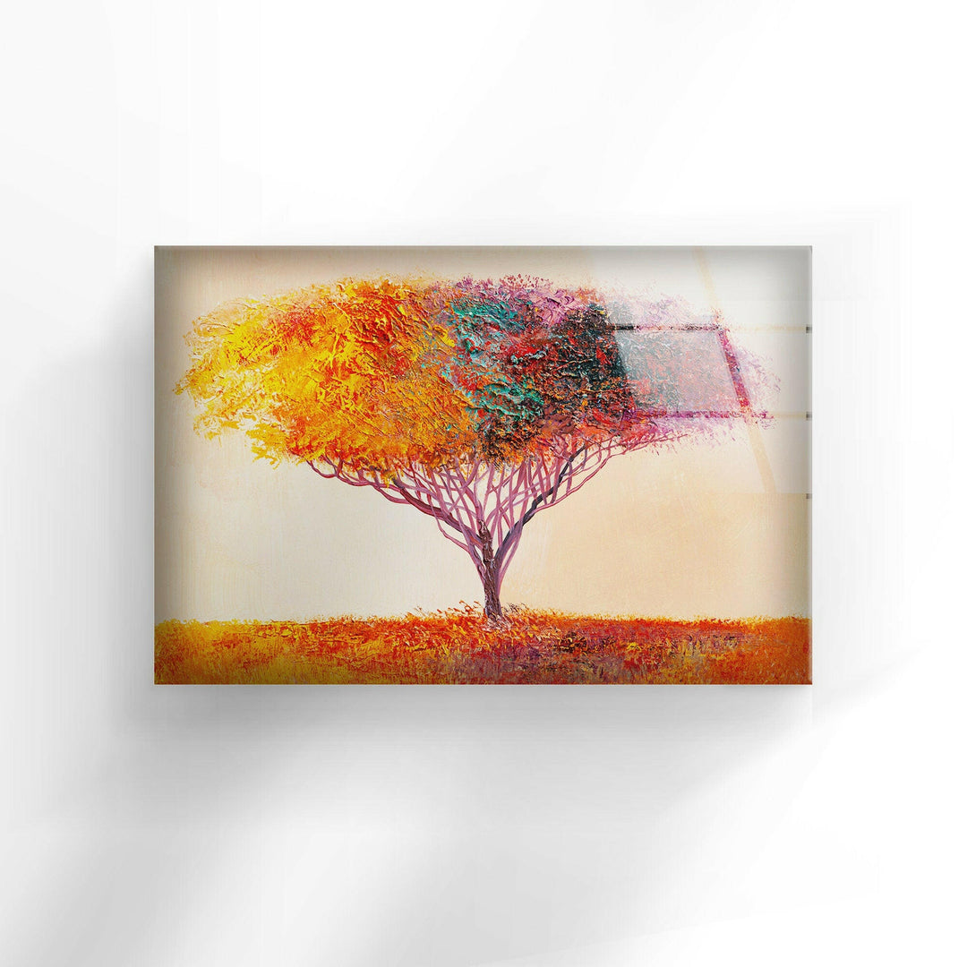 Oil Painting Tree Glass Wall Art custom glass photo prints, large glass prints