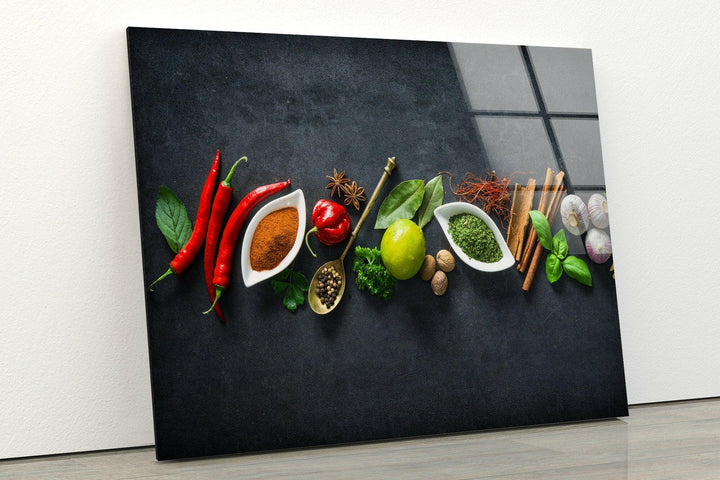 Spices Kitchen Glass Wall Art, glass pictures for Wall, glass prints wall art