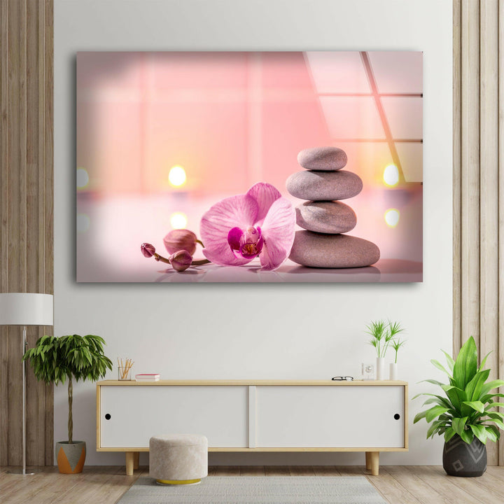 Zen Spa Stones and Pink Flower Cool Art Prints & Glass Wall Pictures