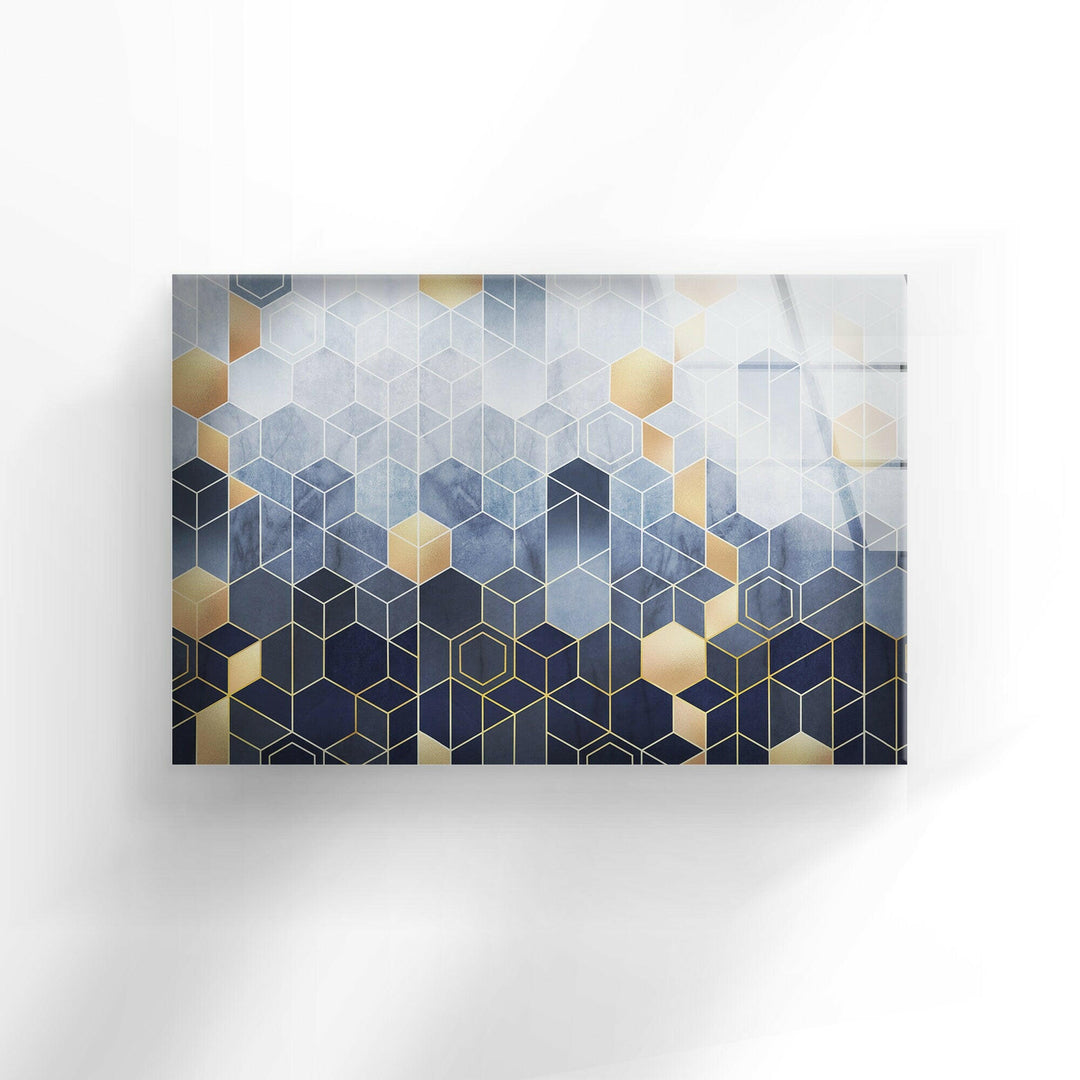 Gold Hexagon Glass Wall Art , glass image printing, glass prints from photos