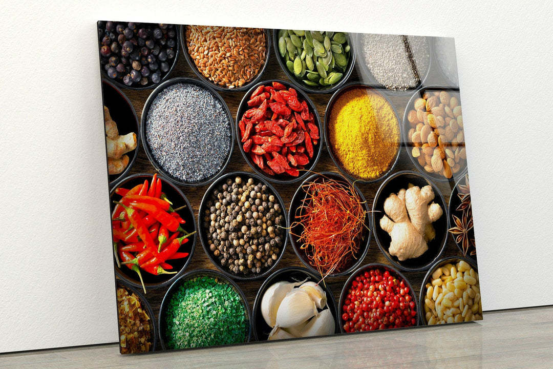 Spices And Herbs Glass Wall Art, custom glass pictures, glass art prints