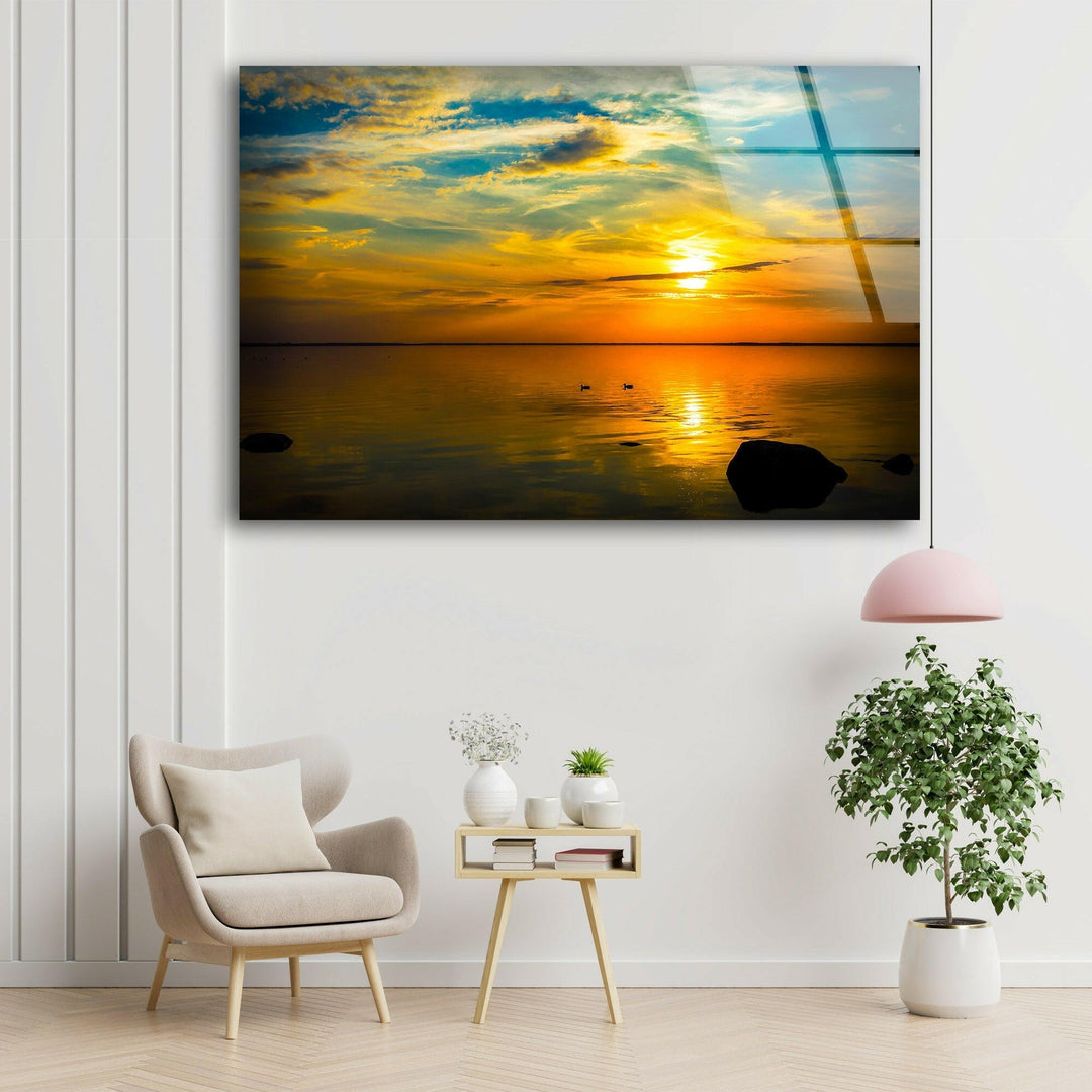 Sunset Sea Beauty Glass Wall Art custom glass photo prints, large glass prints