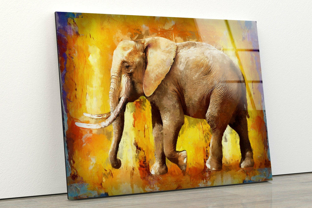 Elephant Painting Glass Wall Art custom glass pictures, glass art prints