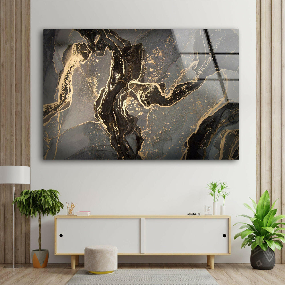 Abstract Gray & Gold Glass Wall Art custom glass pictures, glass art prints