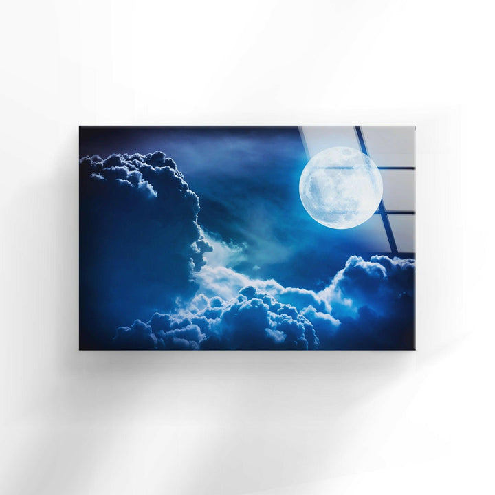 Moonlit Clouds In a Night Sky Glass Wall Art art glass wall art, glass wall art pictures