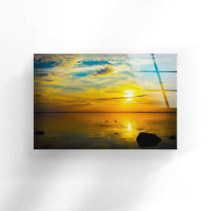 Sunset Sea Beauty Glass Wall Art picture on glass wall art, photos printed on glass