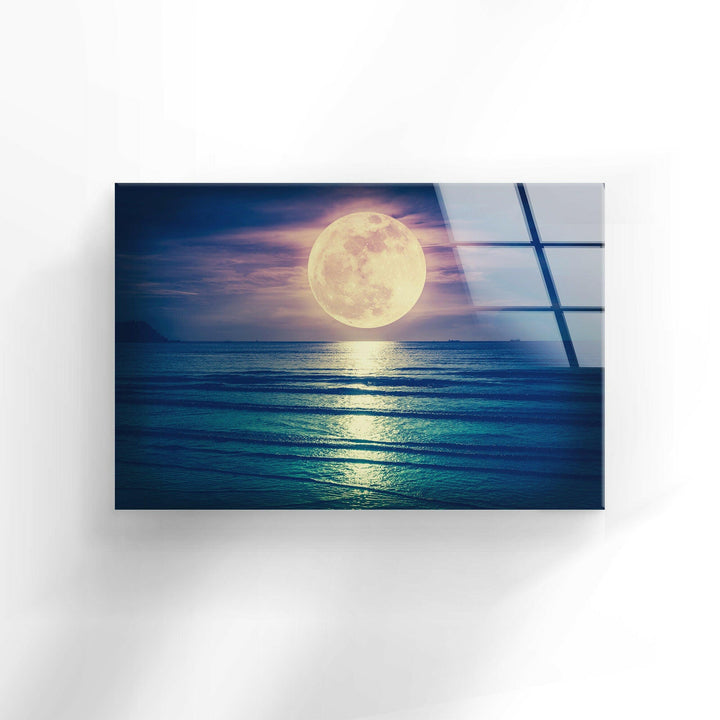 Moon Night Landscape Glass Wall Art glass photo prints, glass picture prints