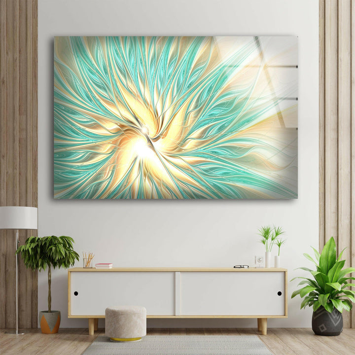 Green Fractal Artworks Modern Glass Wall Art 