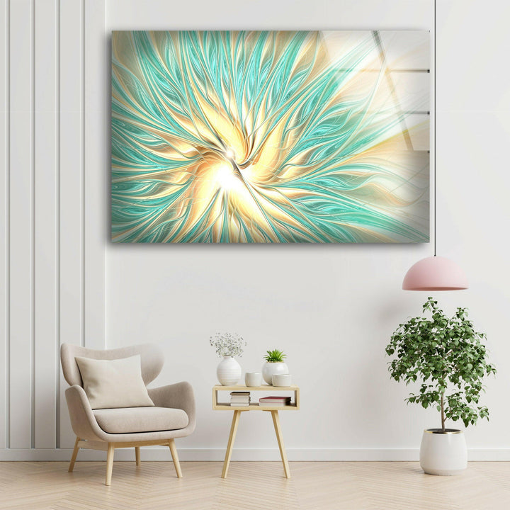 Green Fractal Artworks Glass Wall Art