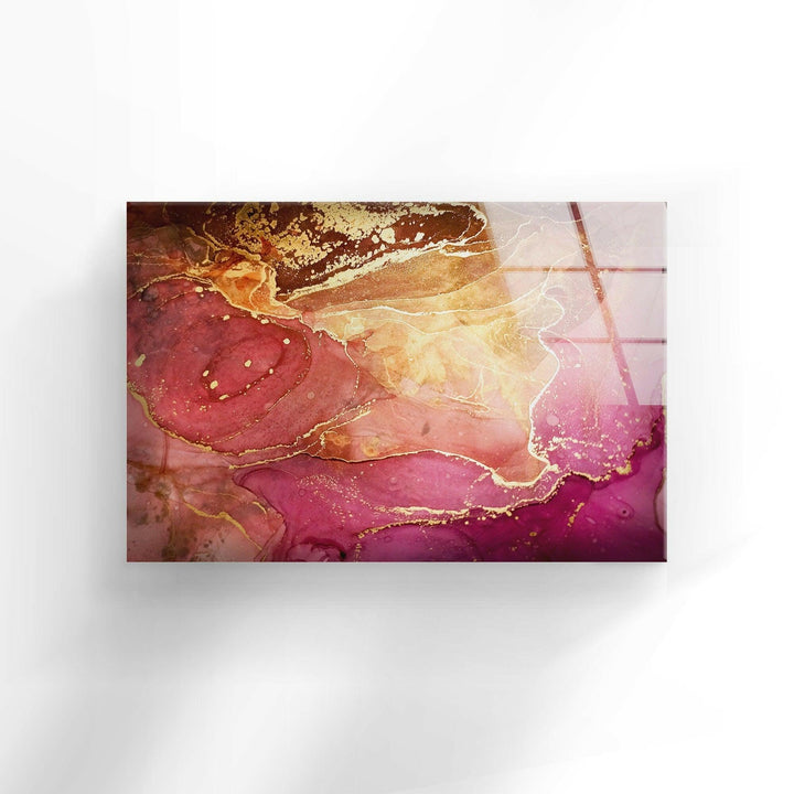 Hot Pink Gold Abstract Glass Wall Art