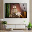 Buddha with Flower Photographs on Glass Prints