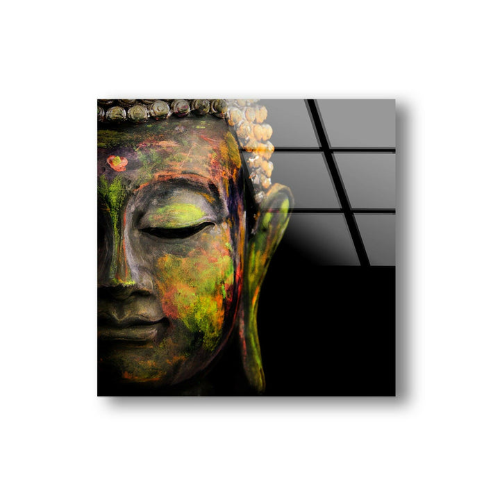 Vivid Buddha Face Glass Wall Pictures Art